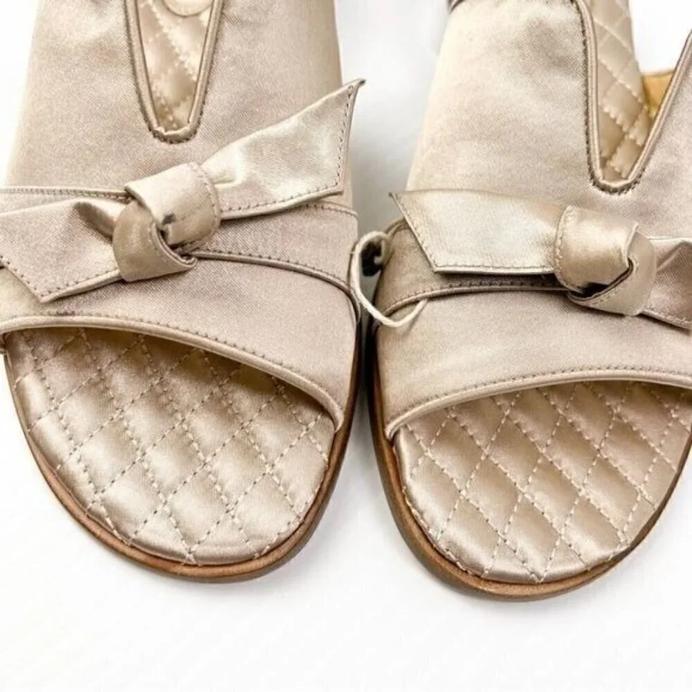 ALEXANDRE BIRMAN womens size 8.5 Clarita bow-embellished satin slides